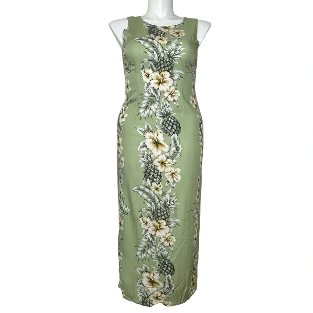 Hawaiian Reserve Collection vintage green maxi dress Large